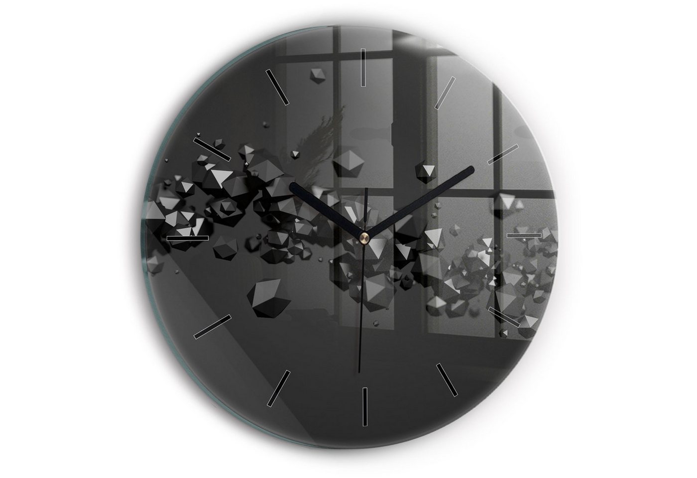 Tulup Wanduhr Moderne Glasuhr Schwarze Abstrakte Runde Uhr aus Gehärtetem Glas Tulup Wanduhr Moderne Glasuhr Schwarze Abstrakte Runde Uhr aus Gehärtetem Glas von Tulup