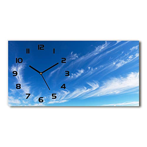 Tulup Wanduhr aus Glas 60x30 cm Glas Uhr Bild Glasuhr Gehärtetes Glas Küchenuhren - Schwarze Zeiger - Blauer Himmel von Tulup