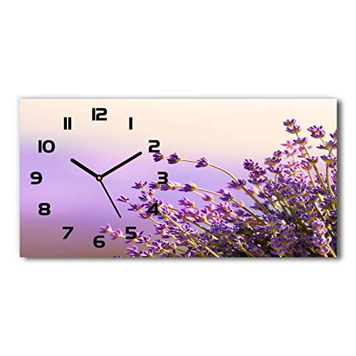 Tulup Wanduhr aus Glas 60x30 cm Glas Uhr Bild Glasuhr Gehärtetes Glas Küchenuhren - Schwarze Zeiger - Lavendel von Tulup
