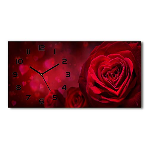 Tulup Wanduhr aus Glas 60x30 cm Glas Uhr Bild Glasuhr Gehärtetes Glas Küchenuhren - Schwarze Zeiger - Rote Rose Herz Tulup Wanduhr aus Glas 60x30 cm Glas Uhr Bild Glasuhr Gehärtetes Glas Küchenuhren - Schwarze Zeiger - Rote Rose Herz von Tulup