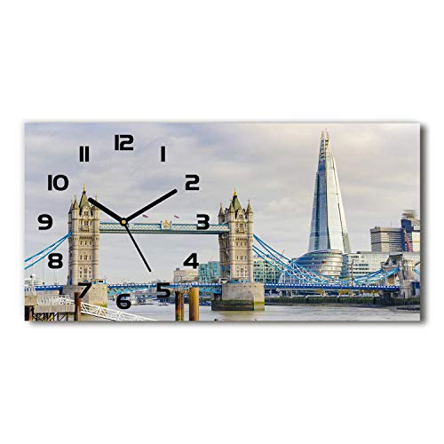 Tulup Wanduhr aus Glas 60x30 cm Glas Uhr Bild Glasuhr Gehärtetes Glas Küchenuhren - Schwarze Zeiger - Themse London von Tulup