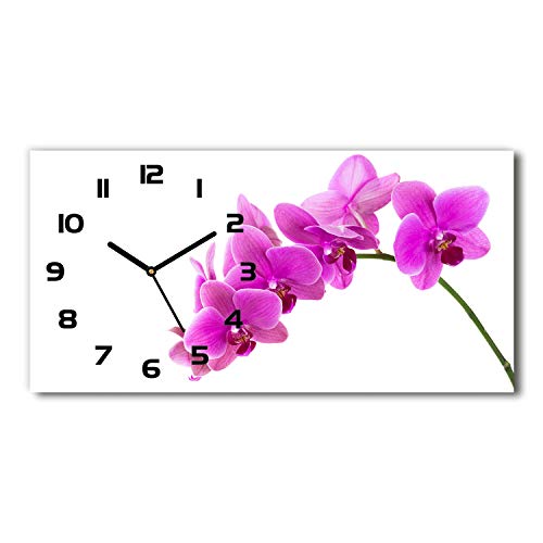 Tulup Wanduhr aus Glas 60x30 cm Glas Uhr Bild Glasuhr Gehärtetes Glas Küchenuhren - Schwarze Zeiger - rosa Orchidee von Tulup