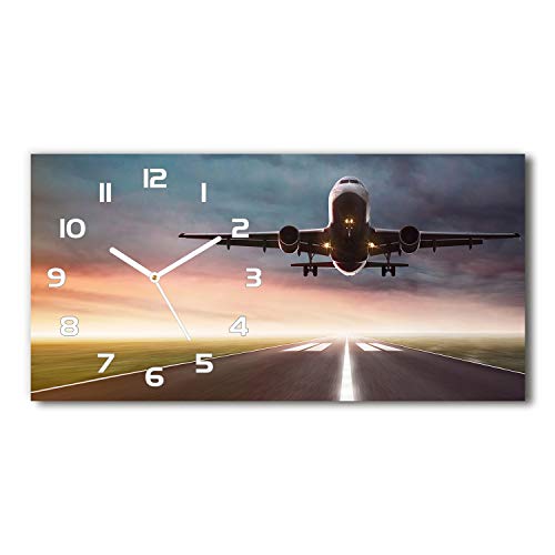 Tulup Wanduhr aus Glas 60x30 cm Glas Uhr Bild Gehärtetes Küchenuhren - weiße Zeiger - Das Flugzeug beginnt Tulup Wanduhr aus Glas 60x30 cm Glas Uhr Bild Gehärtetes Küchenuhren - weiße Zeiger - Das Flugzeug beginnt von Tulup