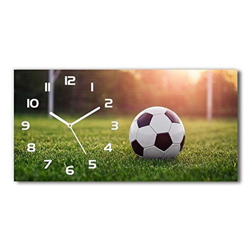 Tulup Wanduhr aus Glas 60x30 cm Glas Uhr Bild Glasuhr Gehärtetes Glas Küchenuhren - weiße Zeiger - Fußball von Tulup