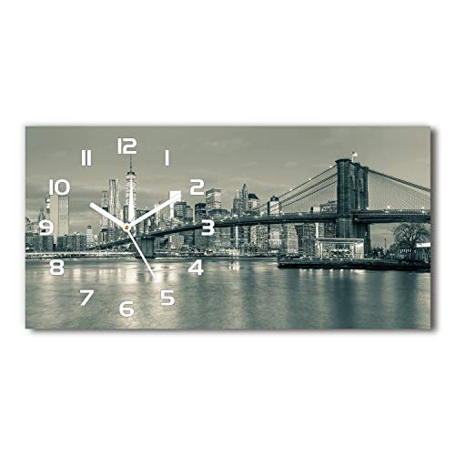 Tulup Wanduhr aus Glas 60x30 cm Glas Uhr Bild Glasuhr Gehärtetes Glas Küchenuhren - weiße Zeiger - Manhattan New York von Tulup