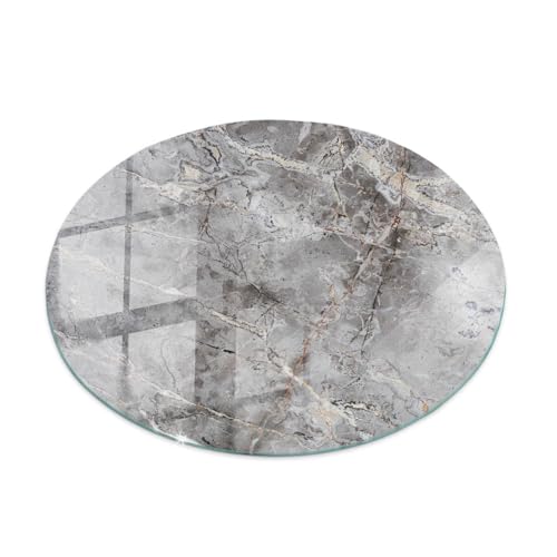 Tulup XXL Tischplatte ⌀ 100 cm Gehärtetes Glas Modernes Design Dekoration Geschliffene Kanten Tafelglas für Küche und Esszimmer Auswechselbare Platte - Motiv Natürlicher Marmor von Tulup