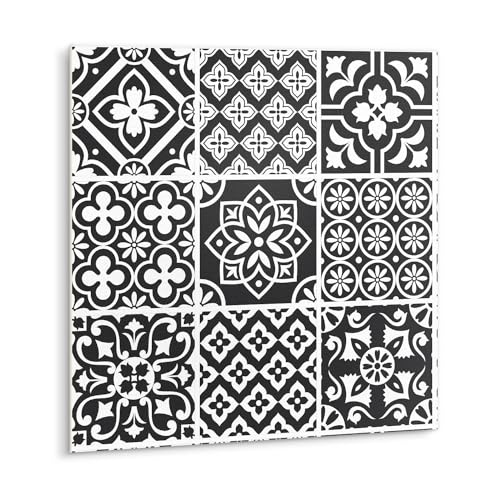 Tulup für die Küche Fliesenaufkleber PVC Selbstklebend Badezimmer 9x30x30cm Wandfliesen Selbstklebend Fliesen - Schwarz-weiße portugiesische Fliesen von Tulup