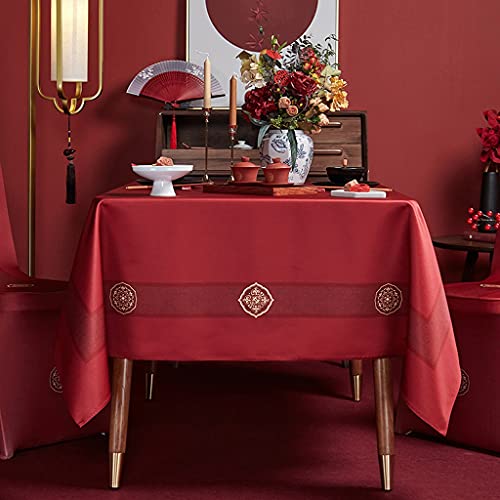 Rote Hochzeitsparty-Tischdecke, Hochzeits-Couchtisch, chinesischer Stil, fröhlicher Charakter, Esstisch, Tischdecke, Hochzeitsbezug (D 200 x 150 cm) von Tumblre