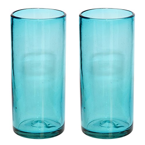 Handgemachtes Hi-Ball Glas - recyceltes Glas – Türkis - Set aus 2 Gläsern von Tumia LAC