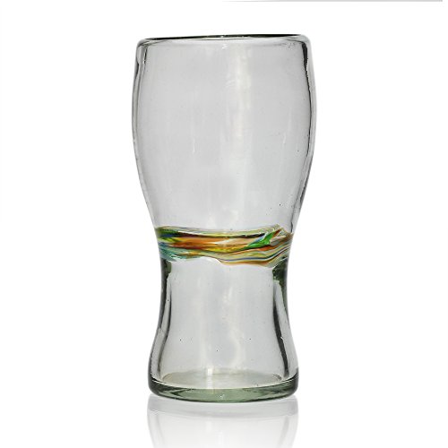 Tumia LAC Handgemachtes Bierglas - recyceltes Glas – Verschiedenfarbiger Streifen - Einzelnes Glas von Tumia LAC