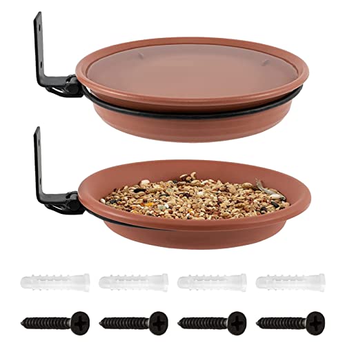 5 Plattform-Vogelhäuschen | 2pcs Baum montiert Tabletts für Wildvogel mit Kraft robustem Stahl | Wilde Vogel-Badewanne mit Edelstahlschalen-Baum-Vogelzufuhr-hängende Vogel-Badewanne installiert von Tumotsit