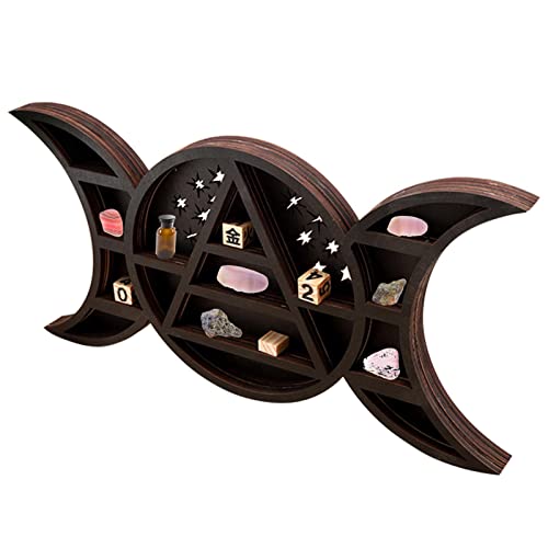Crystal Display - Rustikale Wand montiert Kristall Display Mond | Mondregal für Kristalle, Kristallhalter für für ätherisches Öl im Wohnzimmer, Gothic Witchy Home Decor von Tumotsit
