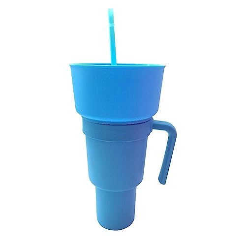 Stadion mit Snackschale, tragbar, 2-in-1, Snackbecher, Popcorn-Eimer, Reisebecher, hitzebeständig, mit Strohhalm, Kombischüssel Stadion mit Snackschale, tragbar, 2-in-1, Snackbecher, Popcorn-Eimer, Reisebecher, hitzebeständig, mit Strohhalm, Kombischüssel von Tumotsit