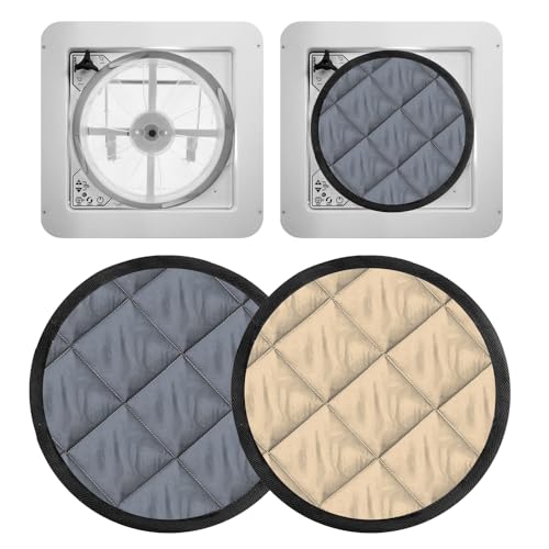 Tumundo ISOCAMP® Magnet Thermomatte für Dachhaube Maxxfan Deluxe Fensterisolation Isolierend Wärmeschutzvorhänge Verdunklung, Farbe:beige/Silber von Tumundo