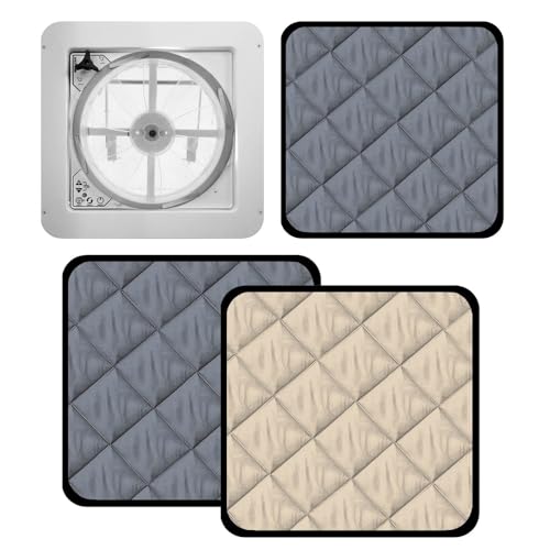 tumundo ISOCAMP® Magnet Thermomatte für Dachhaube Maxxfan Deluxe Quadratisch Verdunklung Isolierend, Farbe:beige/schwarz von tumundo