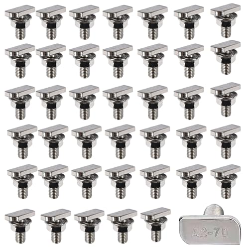 Hammerkopfschrauben M8 x 20, 40 StückHammerkopfschrauben-Set,Edelstahl A2-70 Flanschmuttern Hammerkopfschrauben Set für PV Solar Montageschienen Gewächshaus und Aluprofil für Photovoltaik von Tundwhite