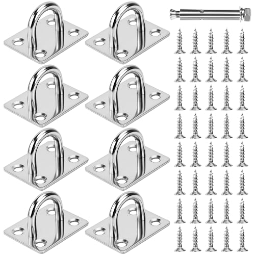 Edelstahl Augplatte 8 Stück Ösenplatten M6 Edelstahl Decksplatte mit Schrauben für Sonnensegel Hängesessel Wand-und Deckenbefestigung 4,8x3,9x3cm Square von Tunejoy