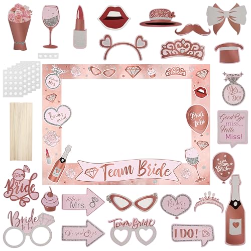Hochzeit Photo Booth Requisiten 30 Stück Junggesellinnenabschied Team Bride Lustige Paper Selfie Fotorahmen mit Holzstab Und Klebepunkten fur Bachelorette Party Bridal Shower Frauen Deko Accessoires Hochzeit Photo Booth Requisiten 30 Stück Junggesellinnenabschied Team Bride Lustige Paper Selfie Fotorahmen mit Holzstab Und Klebepunkten fur Bachelorette Party Bridal Shower Frauen Deko Accessoires von Tunejoy