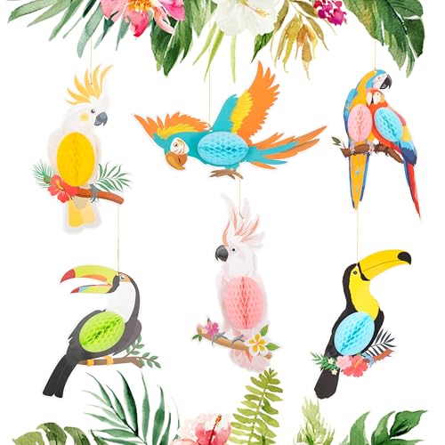 Tropische Vögel Dekoratione Bunt Papagei Waben Hängende Dekor Hawaii Sommer Hängedeko für Tropical Party, Garten, Schlafzimmer 6 Stück Tropische Vögel Dekoratione Bunt Papagei Waben Hängende Dekor Hawaii Sommer Hängedeko für Tropical Party, Garten, Schlafzimmer 6 Stück von Tunejoy