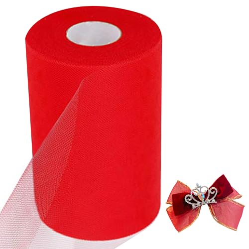 Tüll Rolle 15cm x 91m Rollen Tüll für DIY Tutu Rock Handwerk Hochzeit Weihnachten Party Dekoration Rot von Tunejoy