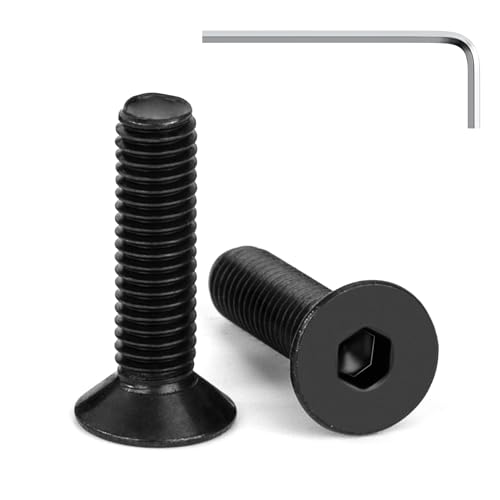 Tunejoy 20 Stück M5 x 20 mm Senkkopfschrauben Schwarz Senkschrauben Edelstahl A2 V2A Senkkopf Innensechskant DIN 7991 Vollgewinde mit Inbusschlüssel von Tunejoy