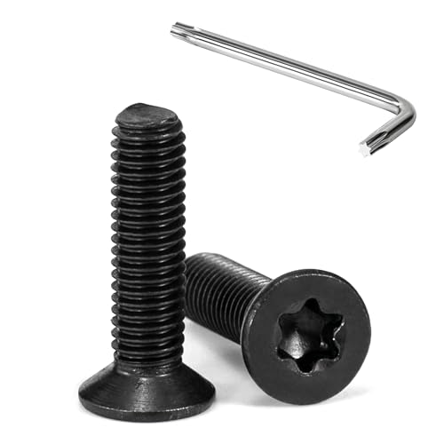 Tunejoy 20 Stück M5 x 20 mm Senkkopfschrauben Torx Schwarz Senkschrauben Edelstahl A2 V2A Maschinenschrauben Senkkopf Innensechskant Vollgewinde mit T25 Inbusschlüssel von Tunejoy