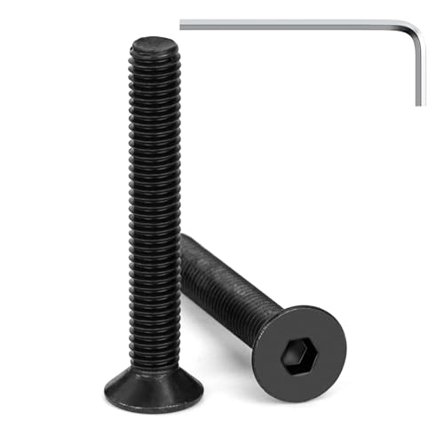 Tunejoy 20 Stück M5 x 35 mm Senkkopfschrauben Schwarz Senkschrauben Edelstahl A2 V2A Senkkopf Innensechskant DIN 7991 Vollgewinde mit Inbusschlüssel von Tunejoy
