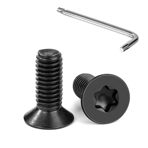 Tunejoy 20 Stück M6 x 16 mm Senkkopfschrauben Torx Schwarz Senkschrauben Edelstahl A2 V2A Maschinenschrauben Senkkopf Innensechskant Vollgewinde mit T30 Inbusschlüssel von Tunejoy