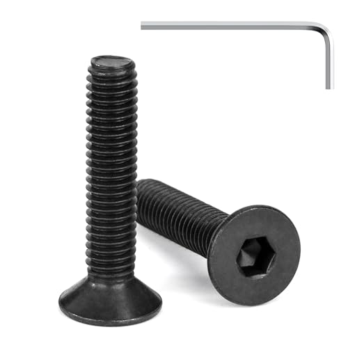 Tunejoy 20 Stück M6 x 30 mm Senkkopfschrauben Schwarz Senkschrauben Edelstahl A2 V2A Senkkopf Innensechskant DIN 7991 Vollgewinde mit Inbusschlüssel von Tunejoy