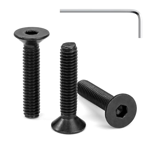 Tunejoy 30 Stück M4 x 20 mm Senkkopfschrauben Schwarz Senkschrauben Edelstahl A2 V2A Senkkopf Innensechskant DIN 7991 Vollgewinde mit Inbusschlüssel von Tunejoy