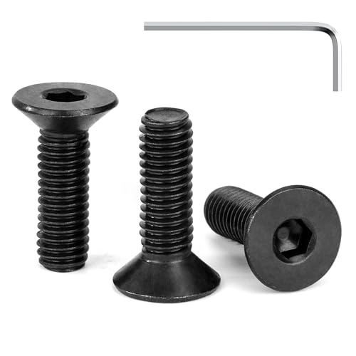 Tunejoy 30 Stück M6 x 20 mm Senkkopfschrauben Schwarz Senkschrauben Edelstahl A2 V2A Senkkopf Innensechskant DIN 7991 Vollgewinde mit Inbusschlüssel von Tunejoy
