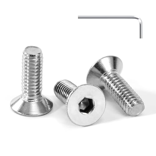 Tunejoy 30 Stück Senkkopfschrauben M4 x 12 mm Senkschrauben Edelstahl A2 V2A Senkkopf Innensechskant DIN 7991 Vollgewinde mit Inbusschlüssel von Tunejoy