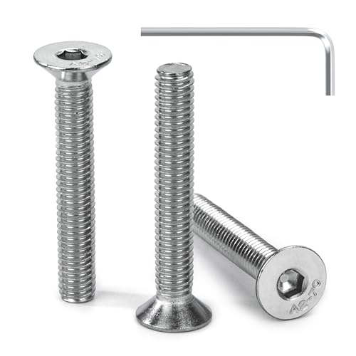 Tunejoy 30 Stück Senkkopfschrauben M6 x 40 mm Senkschrauben Edelstahl A2 V2A Senkkopf Innensechskant DIN 7991 Vollgewinde mit Inbusschlüssel von Tunejoy