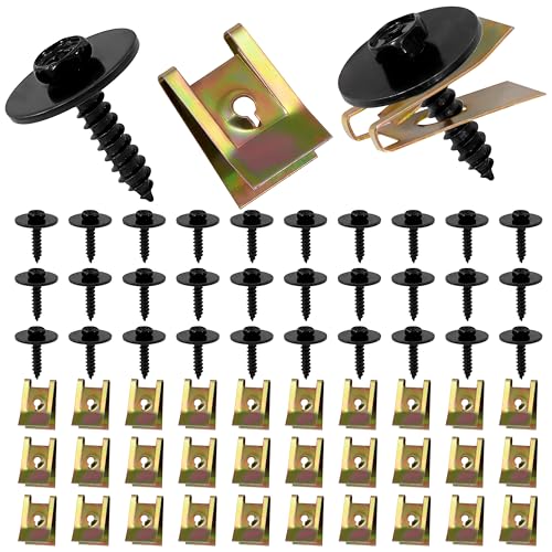 Tunejoy Blechmuttern Karosserie U-Typ Blechmuttern Schnappmutter Schraube Mutter Clip für Unterbodenschutz Auto Kotflügel Clips Schwarz M5 60 Stück von Tunejoy