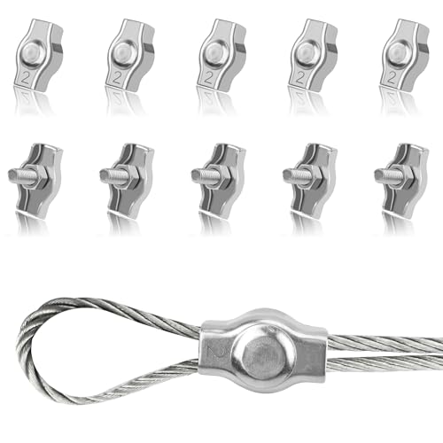 Tunejoy Drahtseilklemme M2 Seilklemme Edelstahl 304 Drahtklemme für Drahtseile von 2mm Sichern von Seilen Stahldraht Wäscheleine 10 Stück Tunejoy Drahtseilklemme M2 Seilklemme Edelstahl 304 Drahtklemme für Drahtseile von 2mm Sichern von Seilen Stahldraht Wäscheleine 10 Stück von Tunejoy
