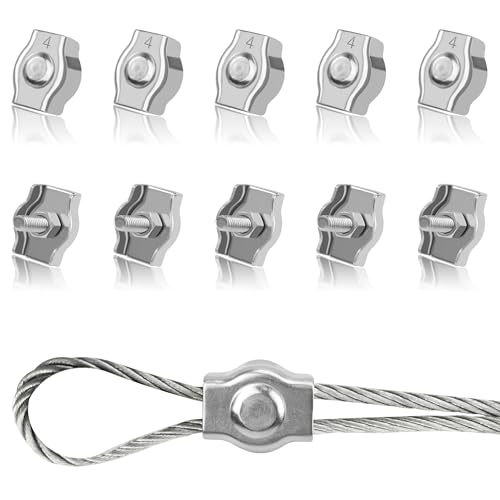 Tunejoy Drahtseilklemme M4 Seilklemme Edelstahl 304 Drahtklemme für Drahtseile von 4mm Sichern von Seilen Stahldraht Wäscheleine 10 Stück Tunejoy Drahtseilklemme M4 Seilklemme Edelstahl 304 Drahtklemme für Drahtseile von 4mm Sichern von Seilen Stahldraht Wäscheleine 10 Stück von Tunejoy