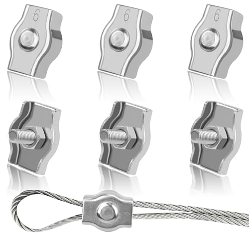 Tunejoy Drahtseilklemme M6 Seilklemme Edelstahl 304 Drahtklemme für Drahtseile von 6mm Sichern von Seilen Stahldraht Wäscheleine 6 Stück Tunejoy Drahtseilklemme M6 Seilklemme Edelstahl 304 Drahtklemme für Drahtseile von 6mm Sichern von Seilen Stahldraht Wäscheleine 6 Stück von Tunejoy