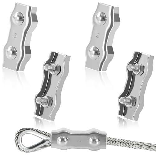 Tunejoy Duplex Klemme M8 Drahtseilklemme Edelstahl 304 Seilklemme für Drahtseile von 8mm Sichern von Seilen Stahldraht Wäscheleine 4 Stück Tunejoy Duplex Klemme M8 Drahtseilklemme Edelstahl 304 Seilklemme für Drahtseile von 8mm Sichern von Seilen Stahldraht Wäscheleine 4 Stück von Tunejoy