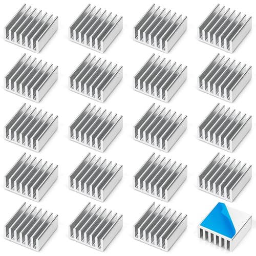 Tunejoy Kühlkörper Aluminium Heatsink mit Thermoklebeband für PC Laptop Transistor Halbleiter Elektronischer Komponenten 14x14x6 mm 20 Stück von Tunejoy