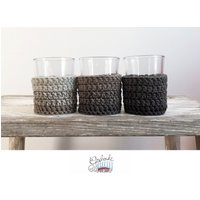 Windlichter Mit Gehäkeltem Überzug - 3Er-Set Kerzengläser Im Körbchen Umhäkelte Teelicht-Gläser Farbverlauf in Graubraun-Tönen Windlichter Mit Gehäkeltem Überzug - 3Er-Set Kerzengläser Im Körbchen Umhäkelte Teelicht-Gläser Farbverlauf in Graubraun-Tönen von TunellasGeschenke