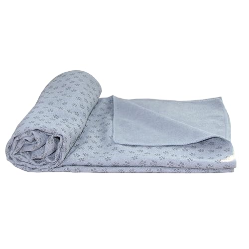 Tunturi Yoga Handtuch, rutschfestes Handtuch für Yogamatte, in Grau, schweißabsorbierend, mit Noppen für Gymnastik, Pilates von Tunturi