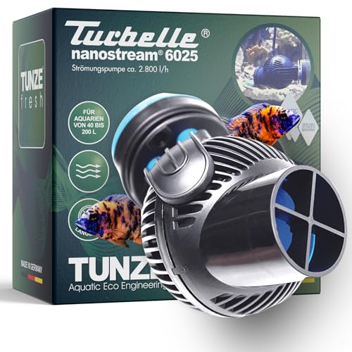 TUNZE Strömungspumpe Turbelle nanostream 6025 I Pumpe mit 2800l/h Strömungsleistung I Propellerpumpe mit Magnet Holder & Silence Klemme bis 15mm Glasstärke I Wasserpumpe für Süßwasser-Aquarium von Tunze