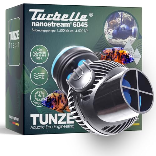 TUNZE Strömungspumpe Turbelle nanostream 6045 I Pumpe mit 4.500l/h Strömungsleistung I Propellerpumpe mit Magnet Holder & Silence Klemme bis 15mm Glasstärke I Wasserpumpe für Süßwasser-Aquarium von Tunze