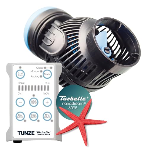 TUNZE Strömungspumpe Turbelle nanostream 6095 I Pumpe für 3D einstellbare Strömung I Propellerpumpe mit Magnet Holder & Silence Klemme bis 15mm Glasstärke I Wasserpumpe für Salzwasser-Aquarium von Tunze