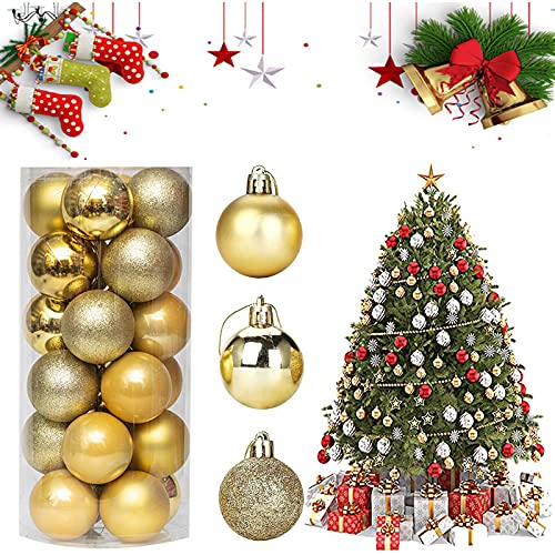 Tuofang 24Stücke Weihnachtskugeln, 4cm Weihnachtsdeko Set, Christbaumkugeln Kugel Exquisite Mode, Christbaumschmuck, für Weihnachtsbaum Festival Hochzeit Weihnachten Party Deko (Gold) von Tuofang