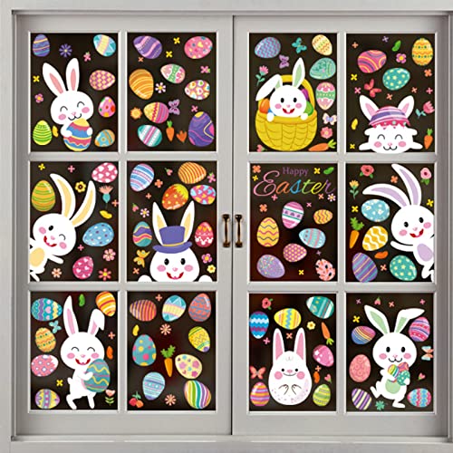 Tuofang 9Blatt Fenstersticker Ostern,Osterhasen Fensterdekoration Häschen Ostereier,Frühlingsdeko Selbstklebend Fensteraufkleber,Entfernbare Oster-Fensteraufkleber,für Party Home Office Wand Tür (B) von Tuofang