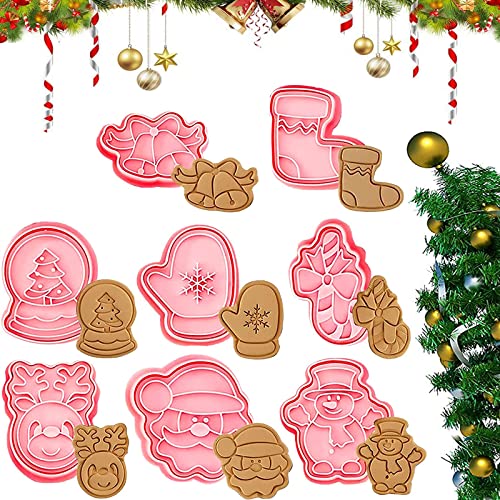 Tuofang Ausstechförmchen Weihnachten, 8 Stück Keks Ausstechform Set, Ausstechformen Weihnachten, 3D Keksstempel Weihnachten, für Tortendeko Kekse Backen (B) von Tuofang