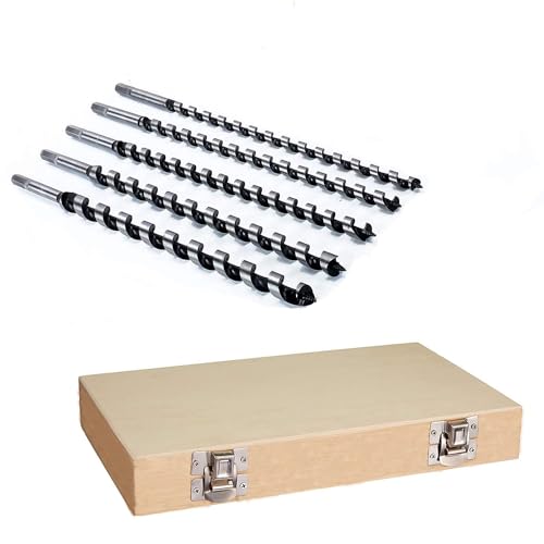 Tuohwue 5-teiliges Schlangenbohrer Set, 460mm, Ø-12/14/16/18/20mm, Hartmetall, Chrom-Vanadium Stahl, Holzbox, Bohrer Set, Bohrer Tuohwue 5-teiliges Schlangenbohrer Set, 460mm, Ø-12/14/16/18/20mm, Hartmetall, Chrom-Vanadium Stahl, Holzbox, Bohrer Set, Bohrer von Tuohwue