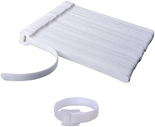 Tuokay, 100 Stück Wiederverschließbar Kabel Klettband, 15cm x 1,2 cm Kabelbinder Klettverschluss Selbstklebend Kabelbinder, kabelbinder Klettverschluss (Weiß) von Tuokay