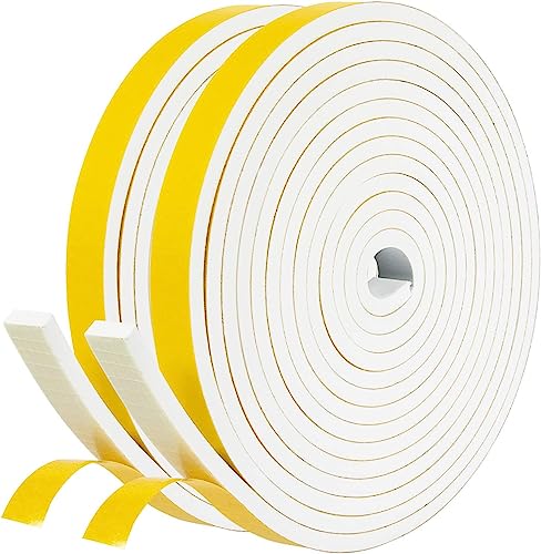 Tuokay, 20 Meter Dichtungsband, 9mm (Breite) x 2mm (Dicken) Türdichtung Selbstklebend Tür Dichtung I-Profil/L-Profil Gummidichtung für Türen, Fensterdichtung Windschutz, Lärm (Weiß) von Tuokay